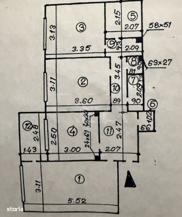 3 camere, 6/8, bloc 1985, 67mp, CENTRALA-Crangasi