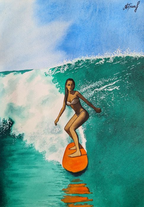 Картина Акварельная Сёрфинг