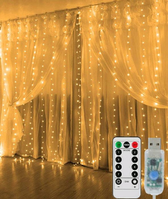 Perdea LED + telecomandă