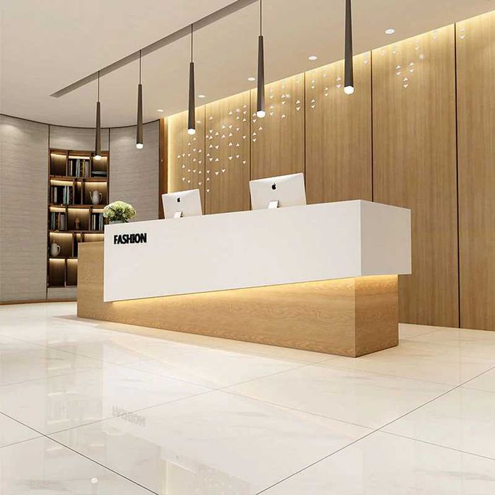 Ресепшен из акрилового камня Staron (Южная Корея). На заказ.