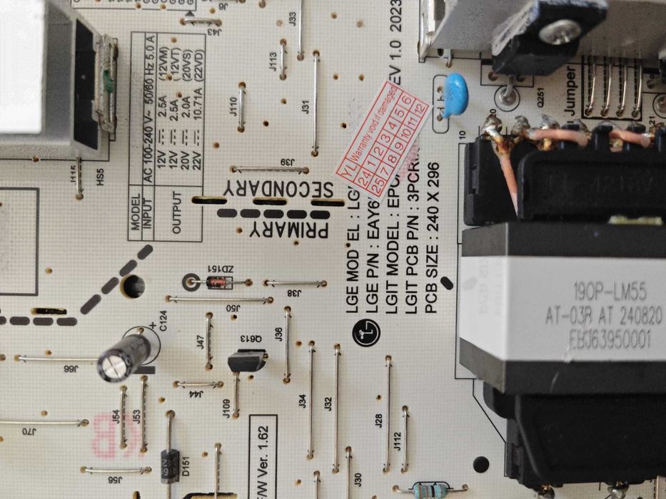 Power Supply Unit for LGP55C2-22OP EPCA38CC1B 3PCR03066C EAY65904032 - Placa de alimentare TV OLED LG 55 inch