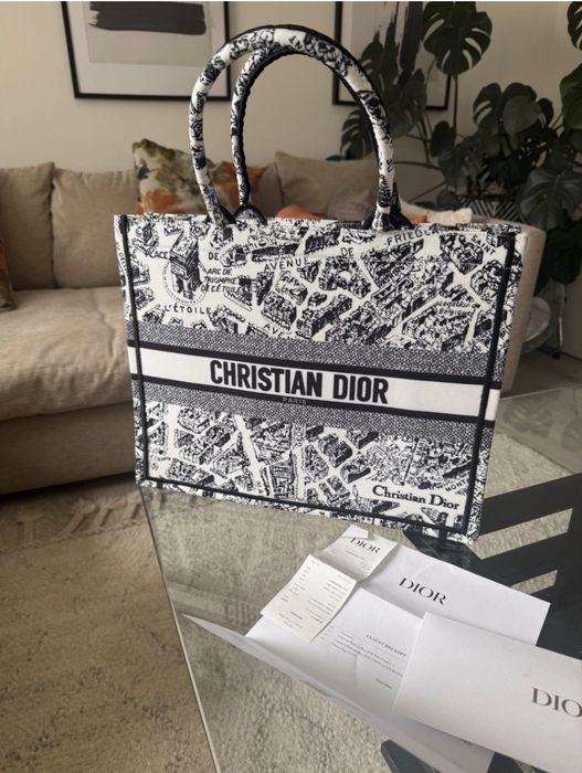 Geanta plaja Christian Dior tote din tesatura
