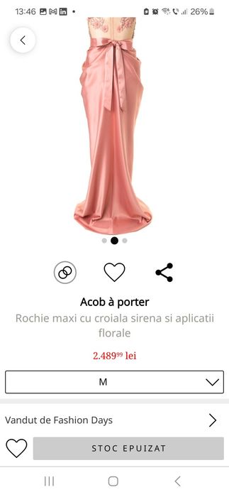 Acob à porter - Rochie maxi cu croiala sirena si aplicatii florale Bej