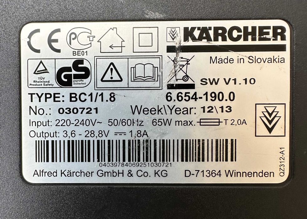 Karcher BC 1/1,8 - Зарядно устройство 3.6V - 28,8V