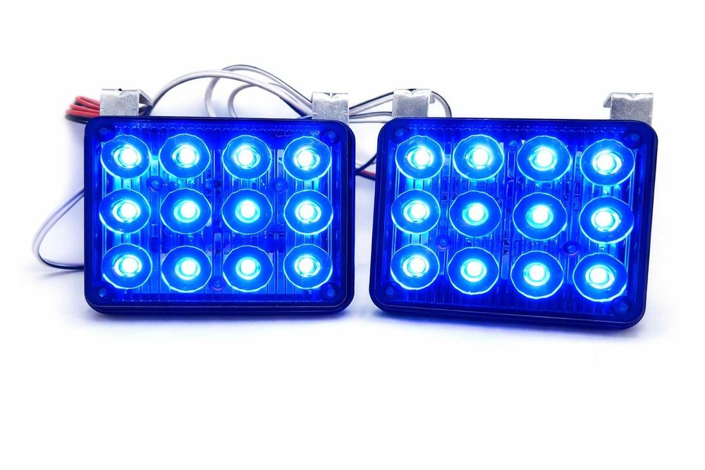 LED сигнална лампа Ярки, 24W, 12 диода, синя, 96x79x20mm, комплект 2 лампи