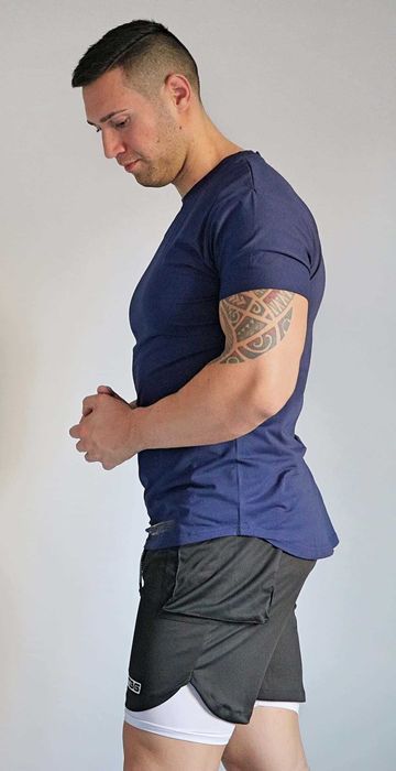 Мъжка Спортна Тениска | Премиум Серия SMFit | Черен/Син, S-XXL
