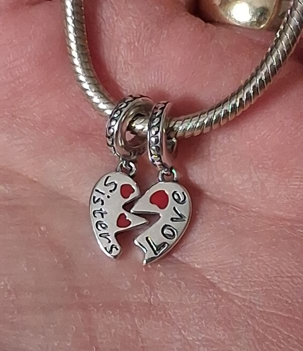 Pandantive argint S925, inimă surori