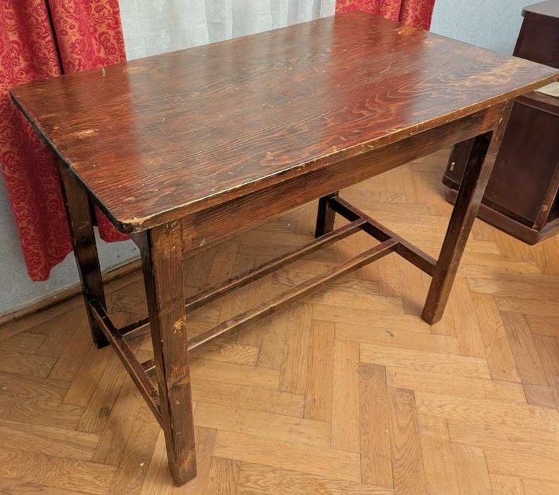 Masă vintage din lemn masiv + set potrivit scaun +măsuță–stil clasic