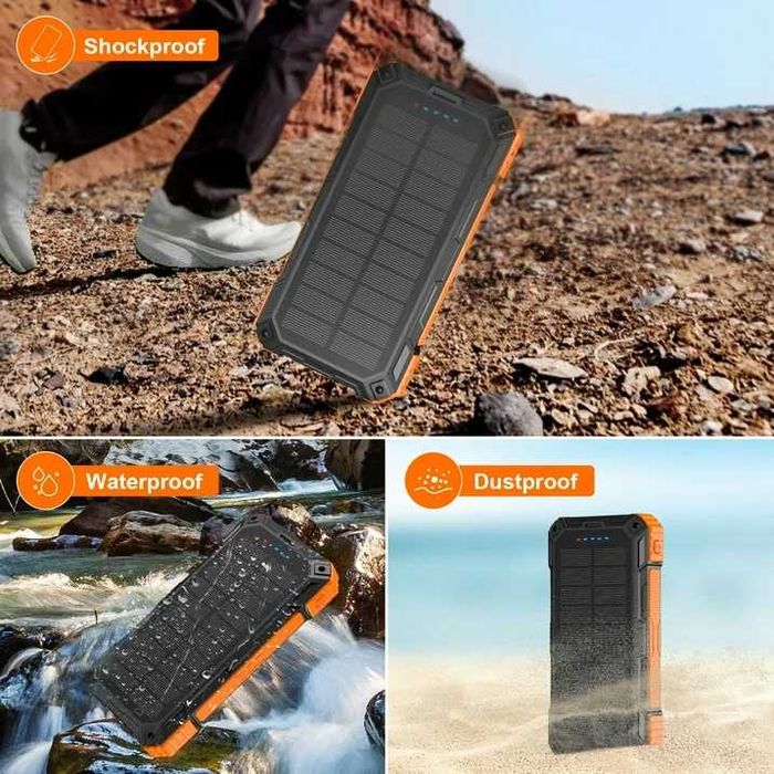SOLPOWBEN 49800mAh Соларно зарядно за iPhone/Android, 22.5W бързо зареждаща се соларна батерия