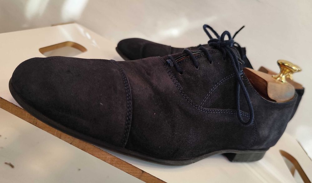 Pantofi oxford 41 cap toe Geox piele naturala moale albastru