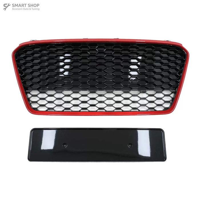Grila Centrala Audi R8 42 (2013-2015) RS Design Negru Lucios/ Rosu
