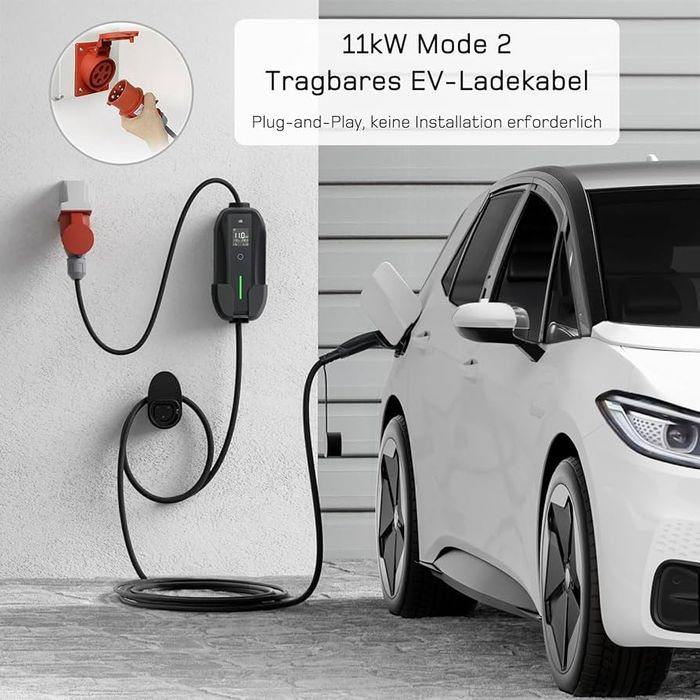 11kW 2-в-1 мобилна зарядна станция dé, Type 2, 7м, CEE 16A + шуко