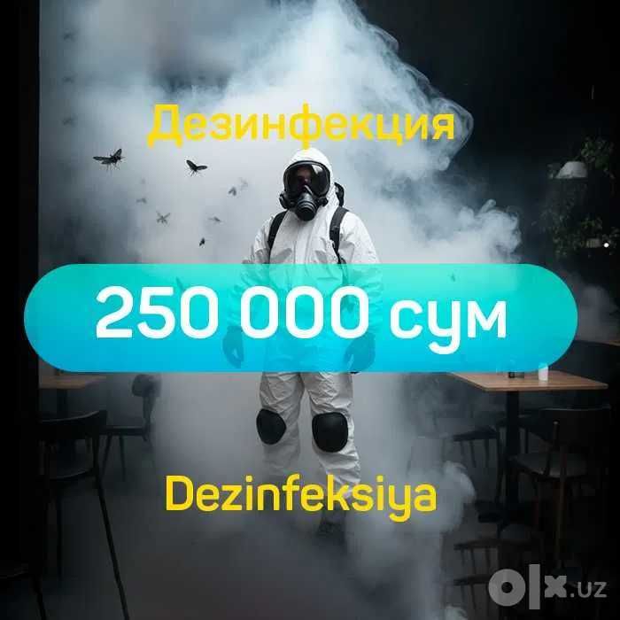 Дезинфекция 250 000 сум, дезинсекция дератизация клоп клапа таракан  С