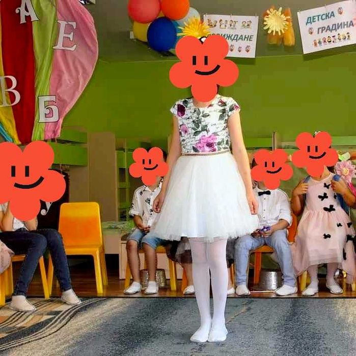 Официална детска рокля с тюл + Болеро (6-7 год.)