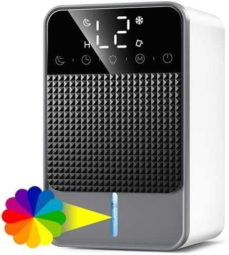 Нов Преносим влагоуловител 1.8L за баня спалня 600ml/24H LED светлина