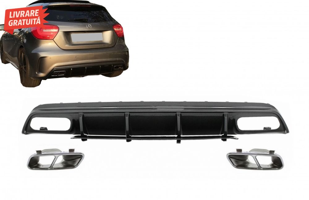 Difuzor Bara Spate cu Ornamente Evacuare Mercedes A-Class W176 (2013-2