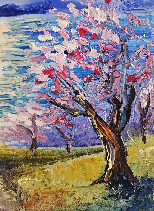 "Слънчева импресия" Картина 40х50 см, Маслена живопис с шпакла