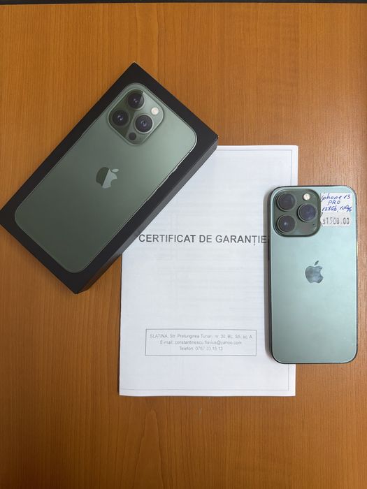 Iphone 13 pro green, baterie 100%, garantie