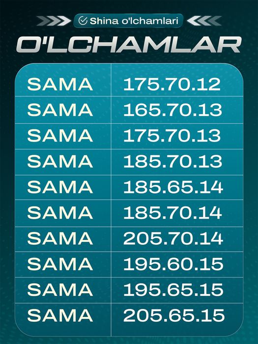 SAMAMA avtomobil shinalari - Koreya Texnologiyasi - 4 fasl uchun