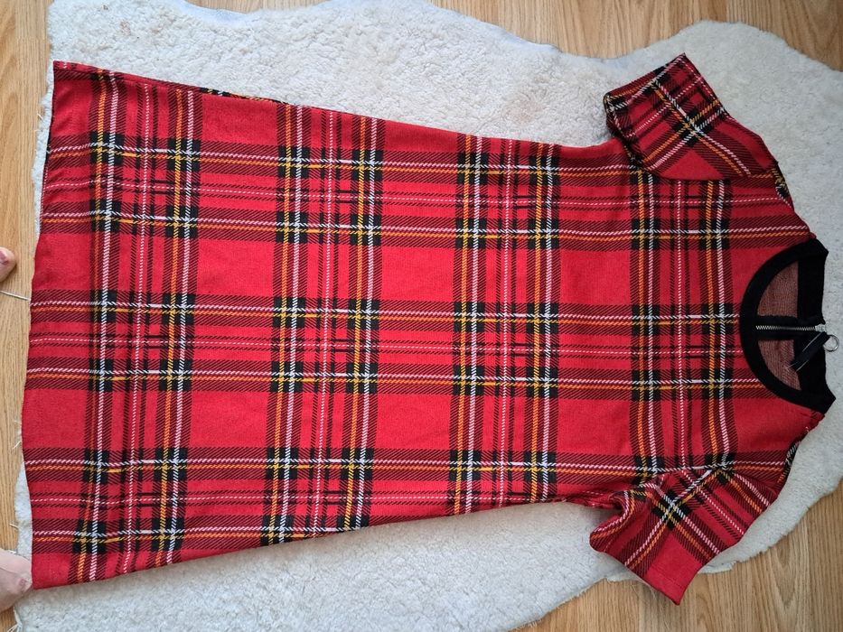 Rochie imprimeu tartan XS-S