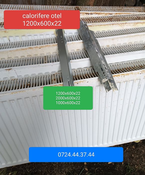 12 bucăți calorifere 1000+1200+2000- cu suporți și robineți tur/retur