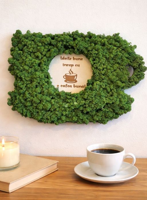 Tablou Coffee realizat din licheni stabilizati