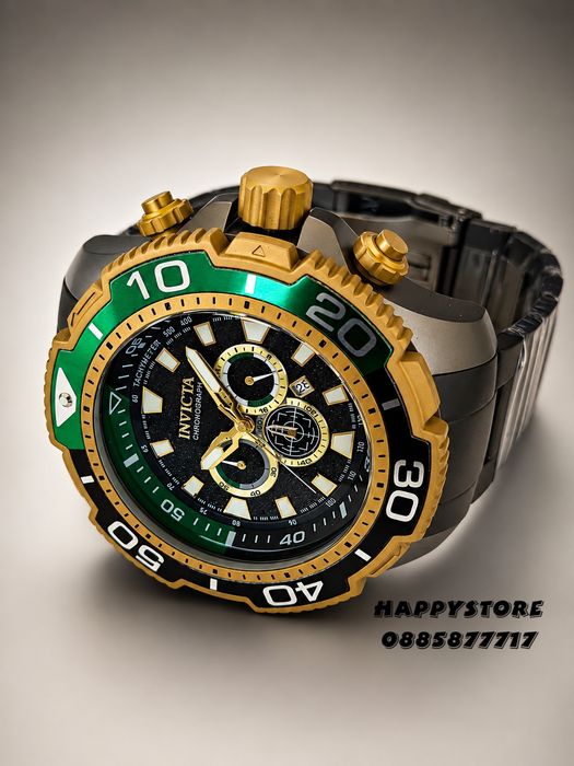 INVICTA Commandor Titanium green/gold 71 mm, Инвикта нов мъжки часовник