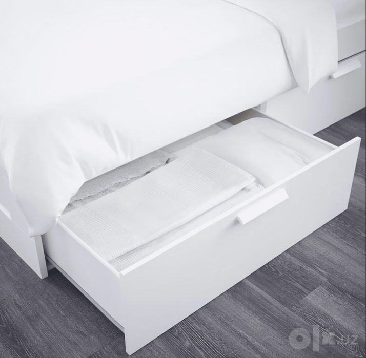 Кровать с изголовьем IKEA BRIMNES с ящиками 160*200 с 4-мя ящиками