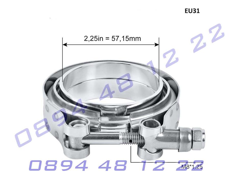 V-band скоба стомана мъжки женски комлект фланци 2.25" 2.5" 3" 3.5
