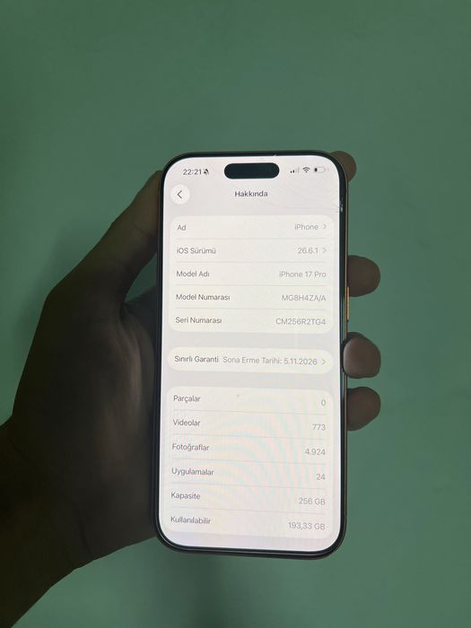 İphone 17 Pro 256Gb Tamir Görmemiş