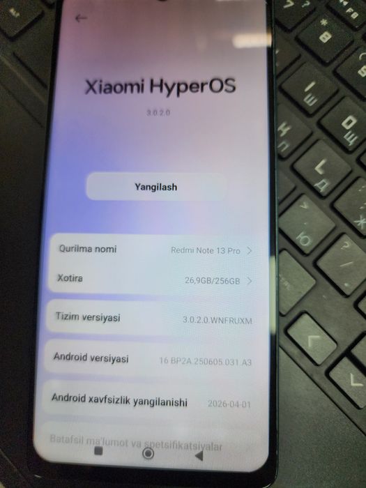 Redmi Note 13 Pro 8/256GB ekran alishgan Rasmda Holati