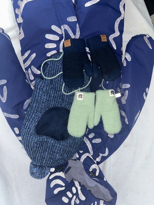 Зимняя шапка и варежки