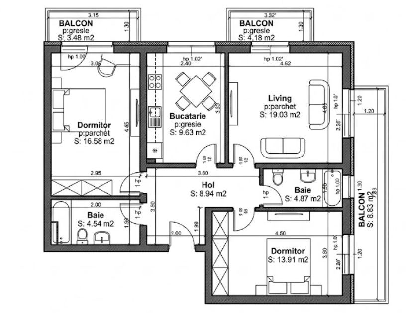 Apartament 3 Camere | Subcetate