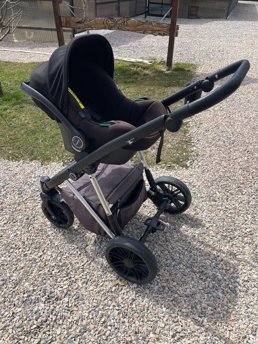 Carucior 3 in 1 LEXXO Silver Gray - Krausman - Testat ADAC  &  Scaun de masa pentru bebelusi 2 în 1, pliabil, cu tava dubla detasbila, 6–36 luni