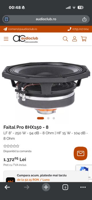 Difuzoare coaxiale Faital Pro 8HX150  de 8”