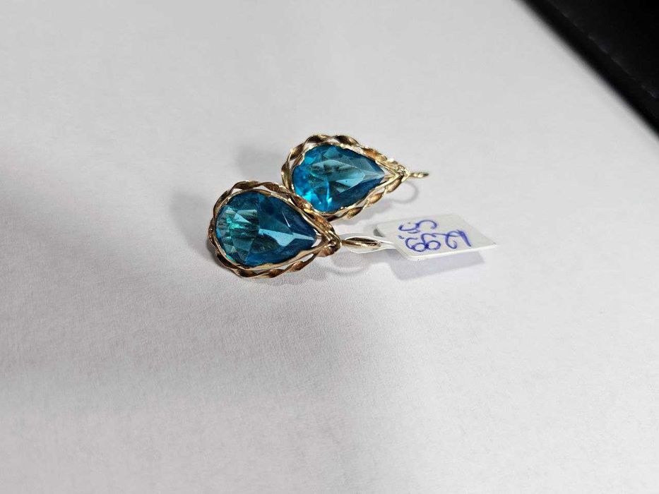 Cercei Cu Piatra Albastra Aur 14k 4.33gr (ctg)staramanet