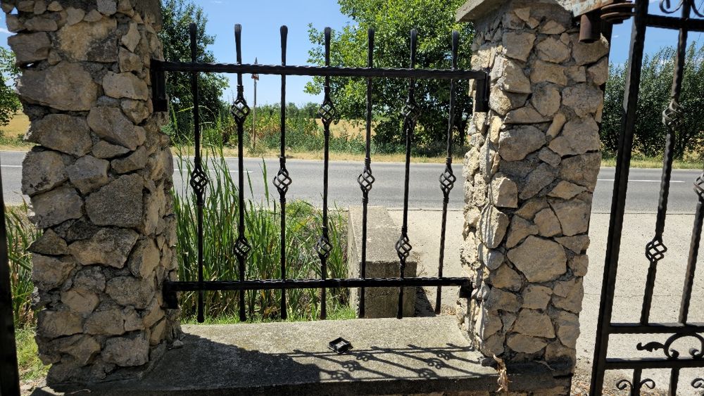 Vând poartă auto,poartă pietonală și 5 panouri de gard din fier forjat
