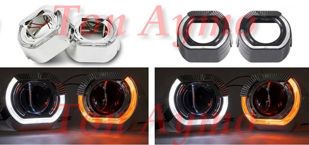 Декоративни Капачки 2,5'' и 3'' Angel eyes DRL Дневни Бяло и Оранжево