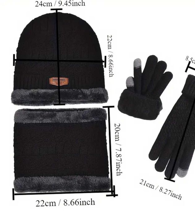 Зимна шапка и шал с подплата от полар