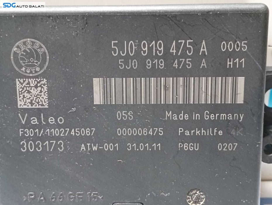 Unitate Modul Calculator Senzori Parcare PDC Parktronic Skoda Yeti 2010 - 2013 Cod 5J0919475A [M4378]