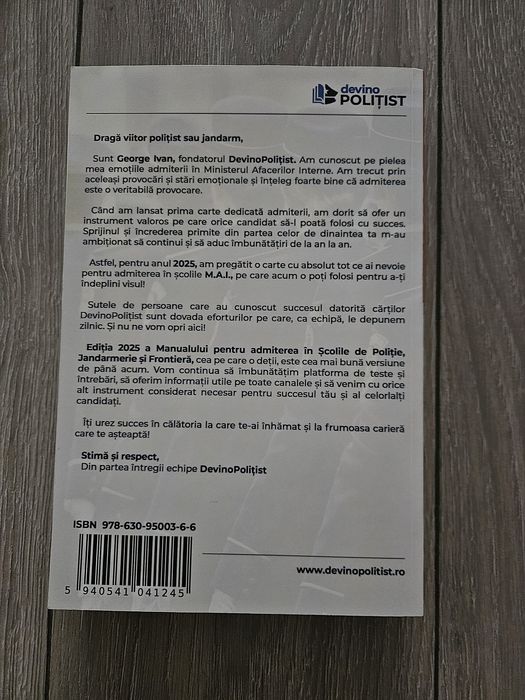 Manual Admitere Poliție și Jandarmerie