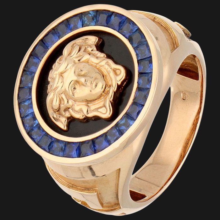 inel Versace autentic, aur 18k, safire, unisex, certif.