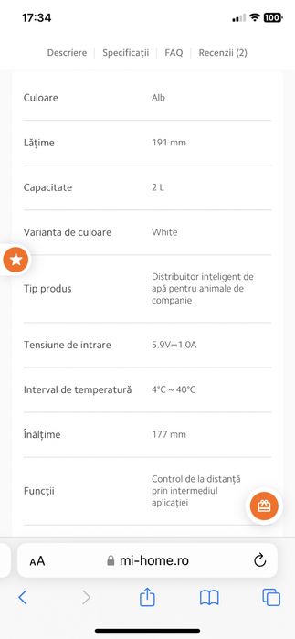 Fantana apa pisici catei Xiaomi