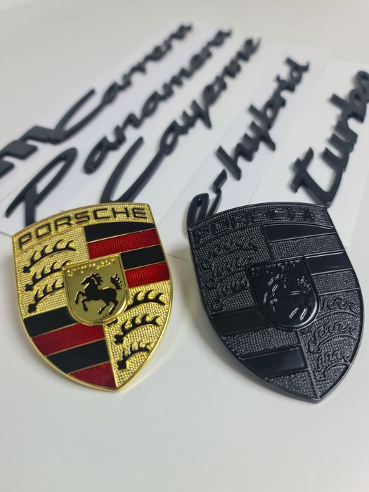 Emblema-Sigla-Logo-Porsche-Neagra-Cayenne-Panamera-911-Turbo-E-Hybrid