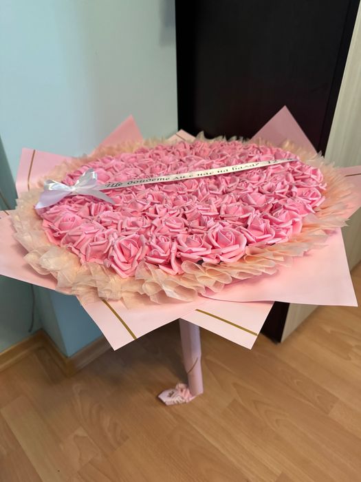 Букет от вечни рози- розови