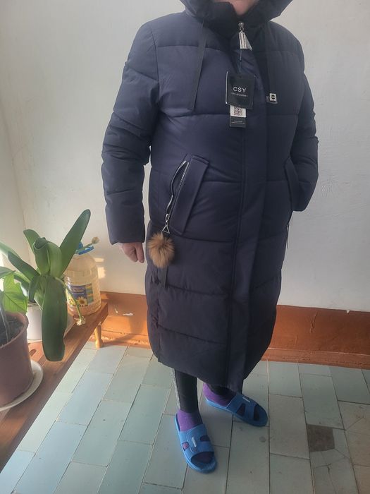 Женский Темносиний пуховик зима