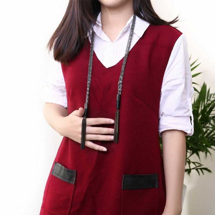 Colier elegant pentru femei, cu lanț multistrat, cu ciucure lung Vogue