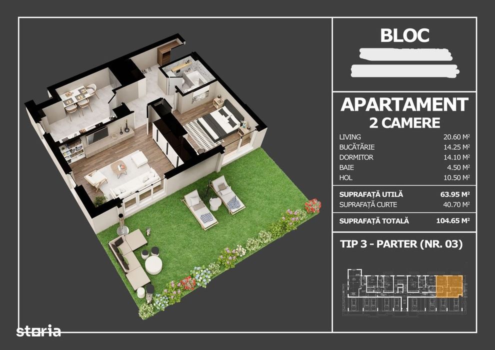 Apartament 2 camere | Popesti-Leordeni | Gradina 40 mp — fotografia 1