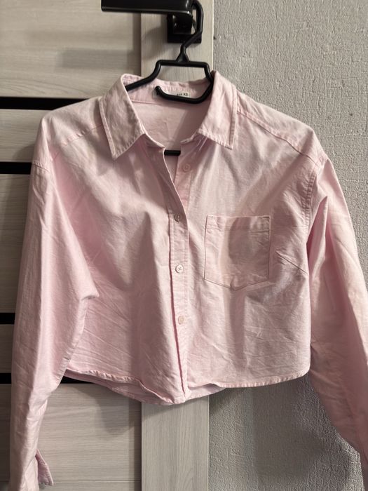 Рубашка укороченная, розовая