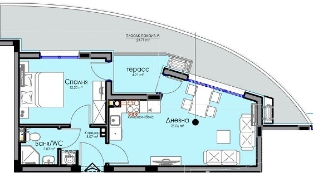 Двустаен апартамент в кв. Хоризонт - Бургас.